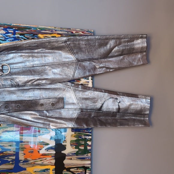 NWT MARISSA WEBB "Anniston" Resort 2018 SILVER LEATHER pants Size 2 - Picture 7 of 9